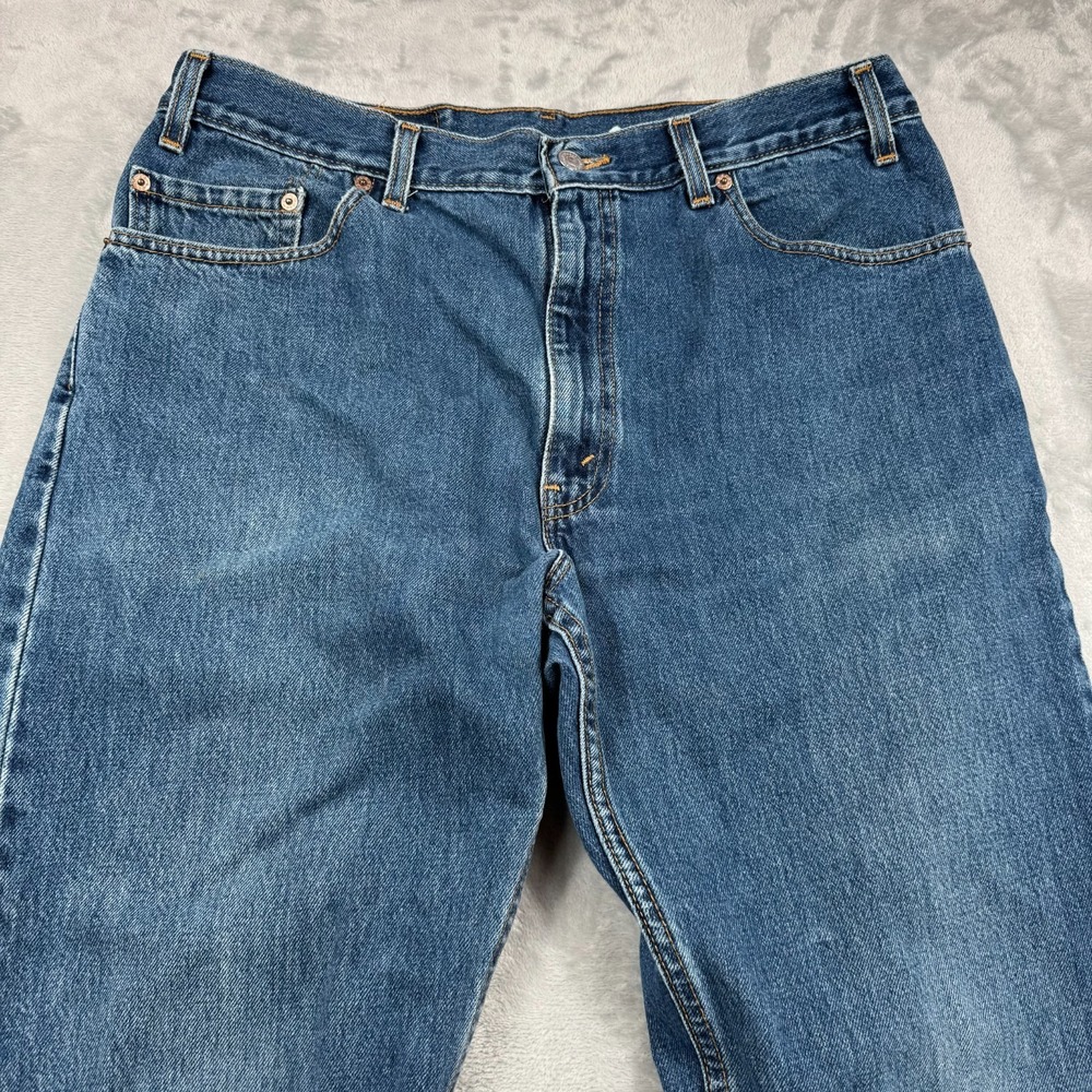 Levis 505 Jeans Mens 36x32 Blue Regular Fit Straight Leg Denim Made in USA - Picture 4 of 16